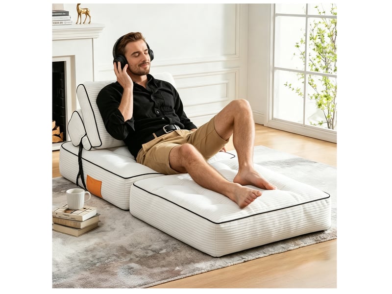  Fauteuil convertible 95x90x95 cm pliable blanc  - Conforama C