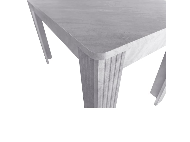  Table de salle à manger rectangulaire à 4 pieds en panneaux de particules finition bois grise  - Conforama D