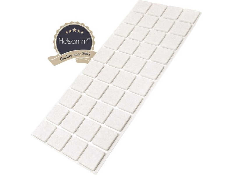  Jeu de 40 patins en feutre carrés blancs 25x25 mm, protecteurs autocollants anti-rayures de 3,5 mm de hauteur  - Conforama A
