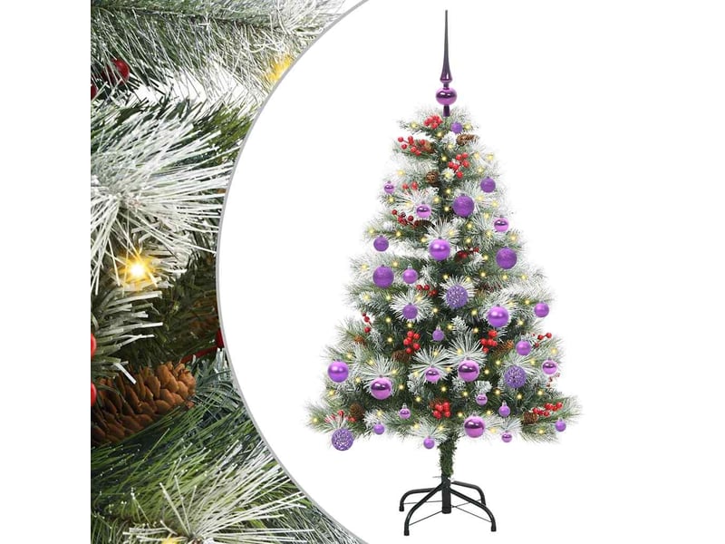  Sapin de noël artificiel, arbre de noël vert et blanc 120 cm shl4044  - Conforama A