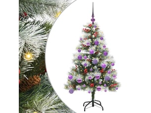 Sapin de noël artificiel, arbre de noël vert et blanc 120 cm shl4044
