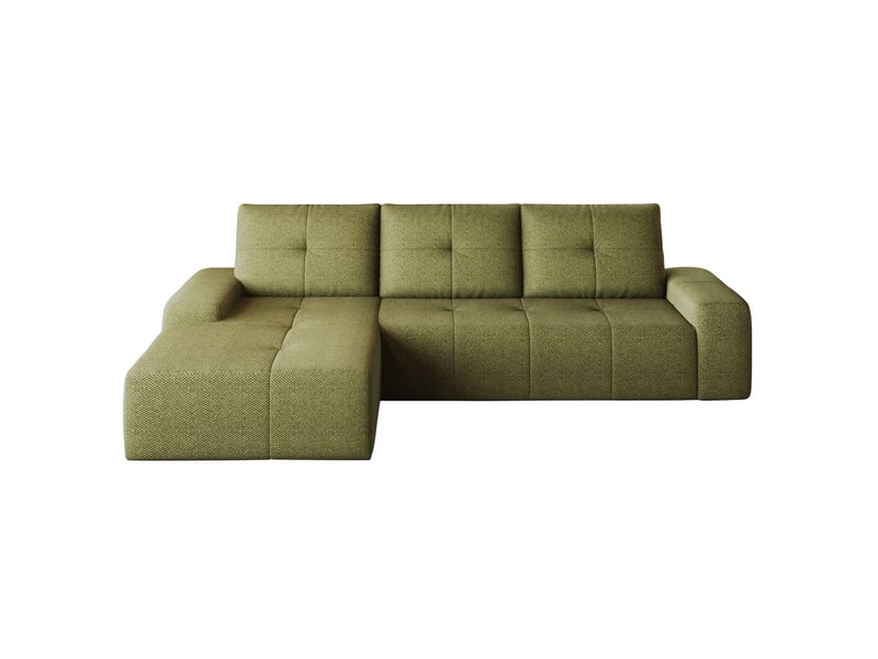  Canapé d’angle 3 places en tissu vert olive, 262x172x82 cm  - Conforama D