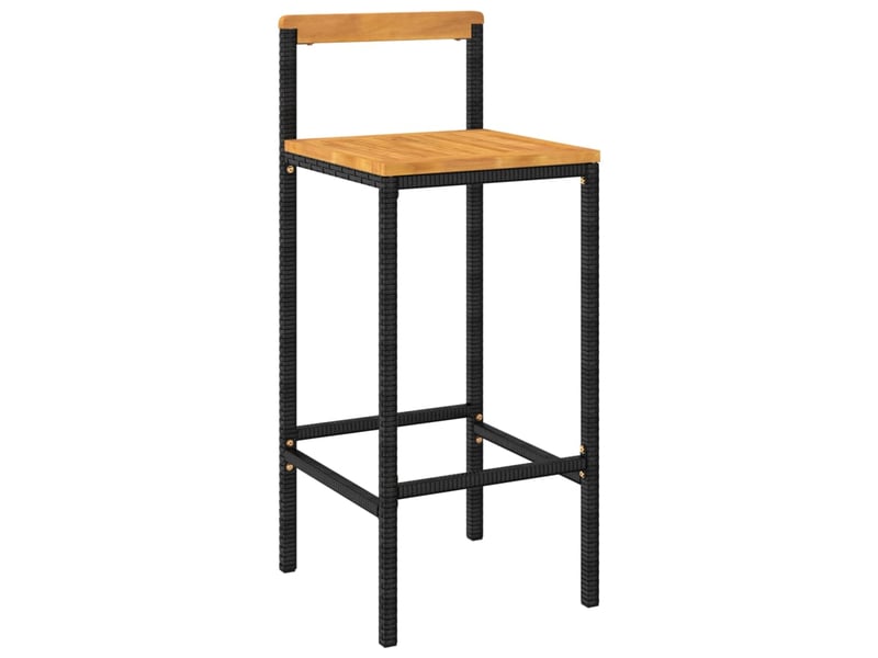  Lot de 4 tabouret de bar, chaise de bar noir résine tressée et bois d'acacia shl43510  - Conforama C