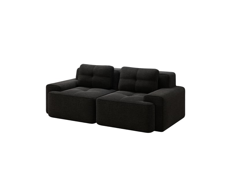  Canapé convertible, canapé-lit – 2 places, assise profonde, noir, sans cadre, style cloud, en velours tricoté  - Conforama E