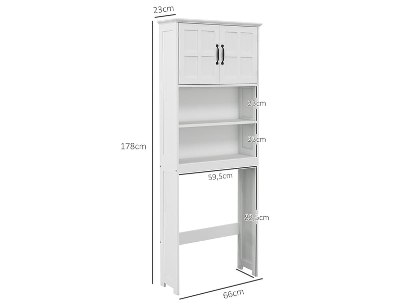  Meuble wc dessus de toilette armoire de rangement de salle de bain avec niches placard à double porte réglable étagère  - Conforama C