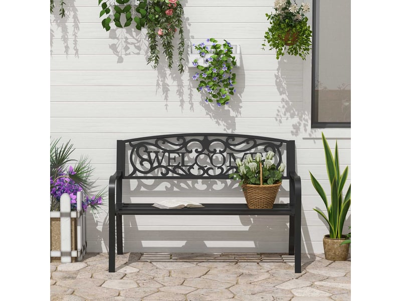 Banc de jardin, banc 2 places, banc de parc, mobilier de jardin en métal  - Conforama C