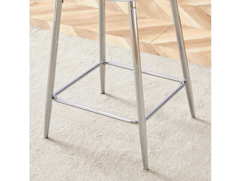 Tabouret de bar transparent 43x50x101 cm, chaise de bar, tabouret haut, design moderne, pour cuisine, métal argenté - Conforama E