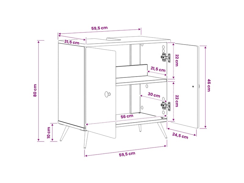  Meuble sous lavabo de salle de bain breda bois ancien cf64833  - Conforama E