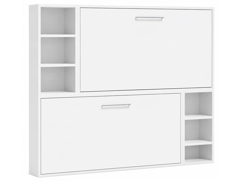  Lit escamotable superposé avec niches de rangement briano-2 matelas-80x200-cadre blanc-façade blanche  - Conforama A