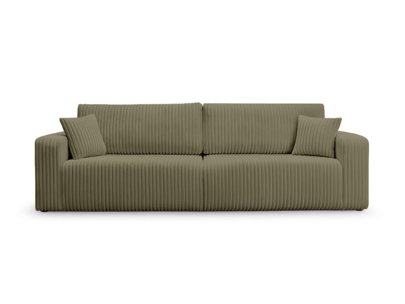  Canapé droit 3 places alya convertible en velours côtelé épais - vert kaki ALYA - Conforama E