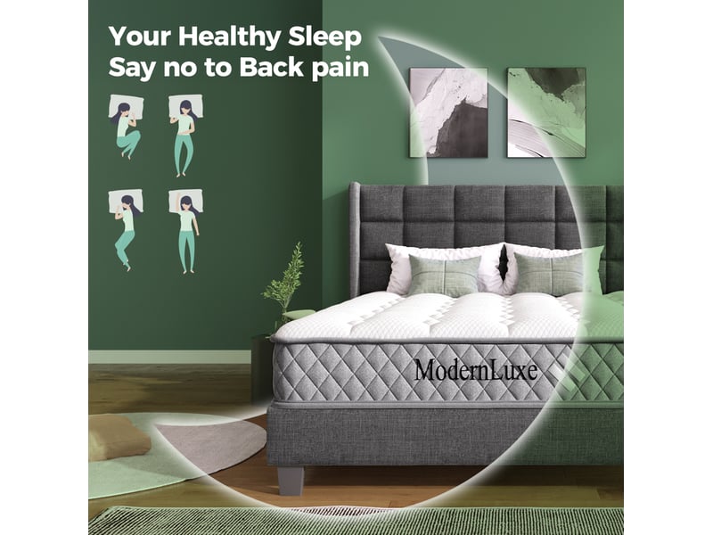  Lit simple 90x200 cm, lit enfant, tête de lit, pieds avec patins antidérapants, lin, métal, vert foncé, matelas inclus  - Conforama E