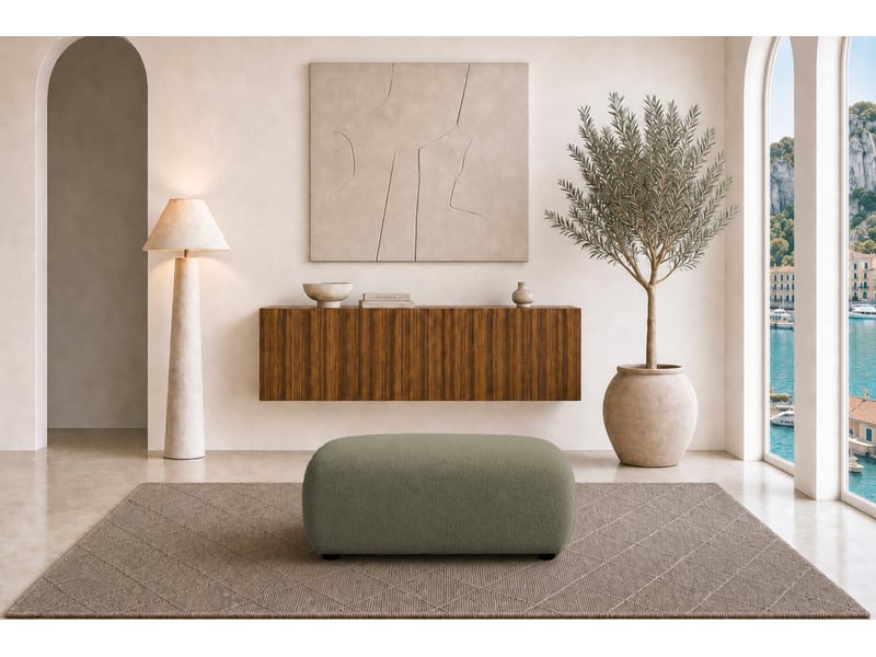  Cassis - pouf en tissu chenille vert 105x57x40  - Conforama D