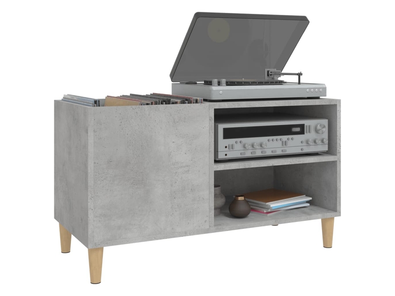  Armoire à disques, armoire de rangement gris béton 84,5x38x48 cm bois d'ingénierie  - Conforama D