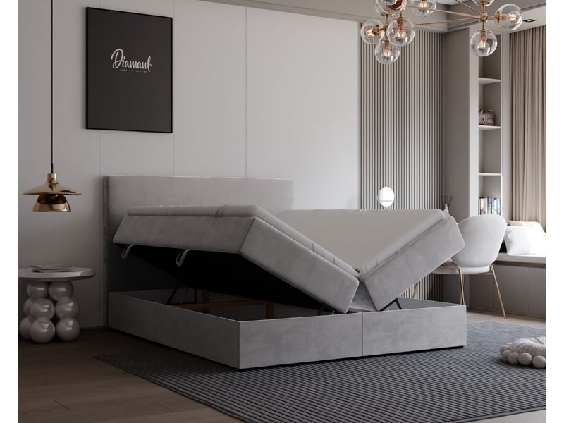Lit coffre giulia - 160x200 cm - avec matelas et surmatelas - velours doux - gris GIULIA - Conforama C