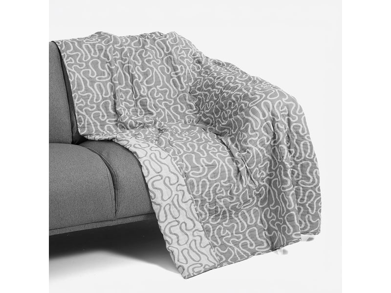  Plaid réversible en coton matelassé 190x135 double - gris  - Conforama C
