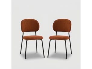 Lot de 2 chaises de salle à manger en tissu cindy - orange