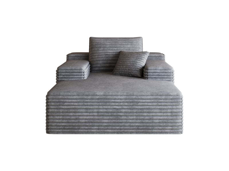  Fauteuil 1 places - 115x159cm - chaiselongue modulaire en velours assise profonde, mousse haute résilience sans montage - gris foncé  - Conforama A