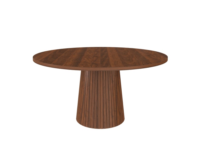  Table à manger ronde 110 cm en mdf finition noyer, jusqu'à 4 personnes  - Conforama A