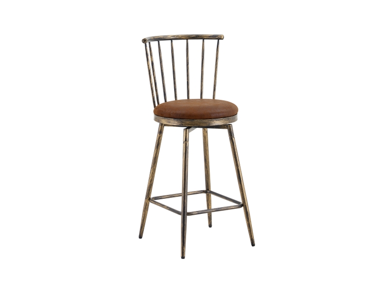  Tabouret de bar en similicuir marron, structure en métal W3658P421609 - Conforama B