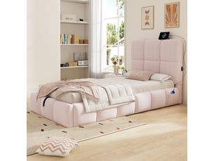 Lit simple 90x200 cm <strong>HAUSS SPOLE</strong>  <strong></strong> coloris rose
