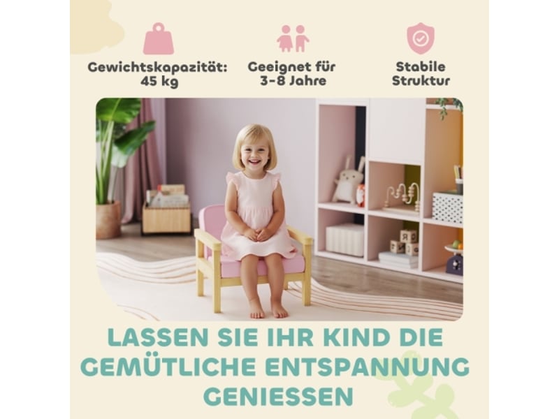  Fauteuil enfant rose, cadre bois, aspect velours côtelé, siège rembourré, 3-8 ans, chambre et salle de jeux  - Conforama B