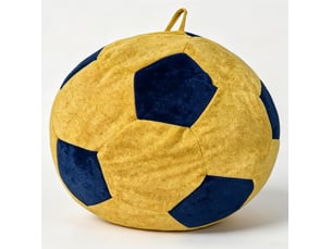 Fauteuil pouf en forme de ballon de football, assise relax pour adulte et adolescent en flanelle bleu et jaune, 130 × 90 cm
