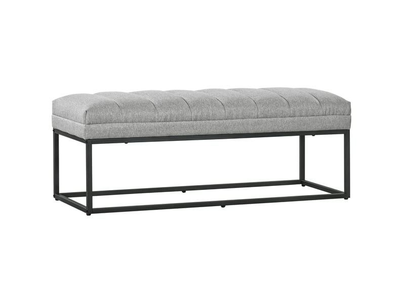  Banc rembourré modenvie en polyester aspect lin gris clair 120 x 44 x 45,5 cm  - Conforama A