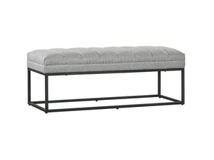 Banc rembourré modenvie en polyester aspect lin gris clair 120 x 44 x 45,5 cm