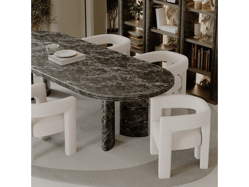  Fauteuil de salle à manger en bouclette crème celia CELIABCCR - Conforama B