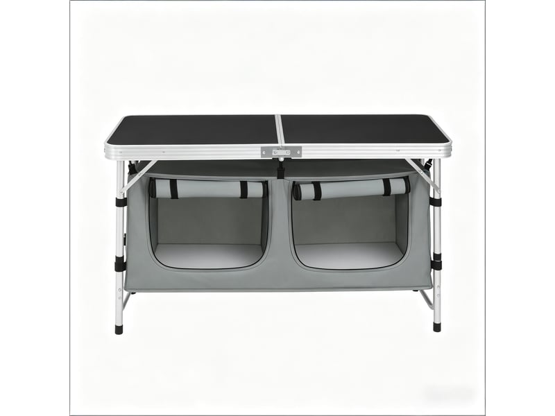 Table pliante de camping, table pique-nique extérieure avec sac de rangement suspendu, pieds réglables - Conforama A