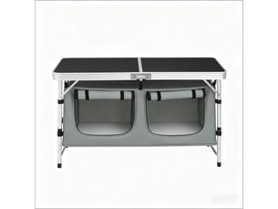 Table pliante de camping, table pique-nique extérieure avec sac de rangement suspendu, pieds réglables