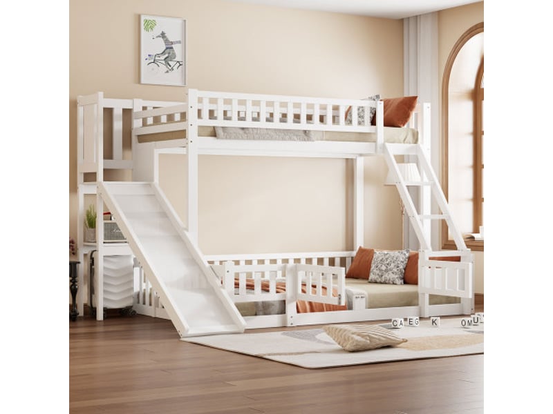 Lit  superposé 90x200(140x200)cm coloris blanc pin lit enfant blanc - Conforama D