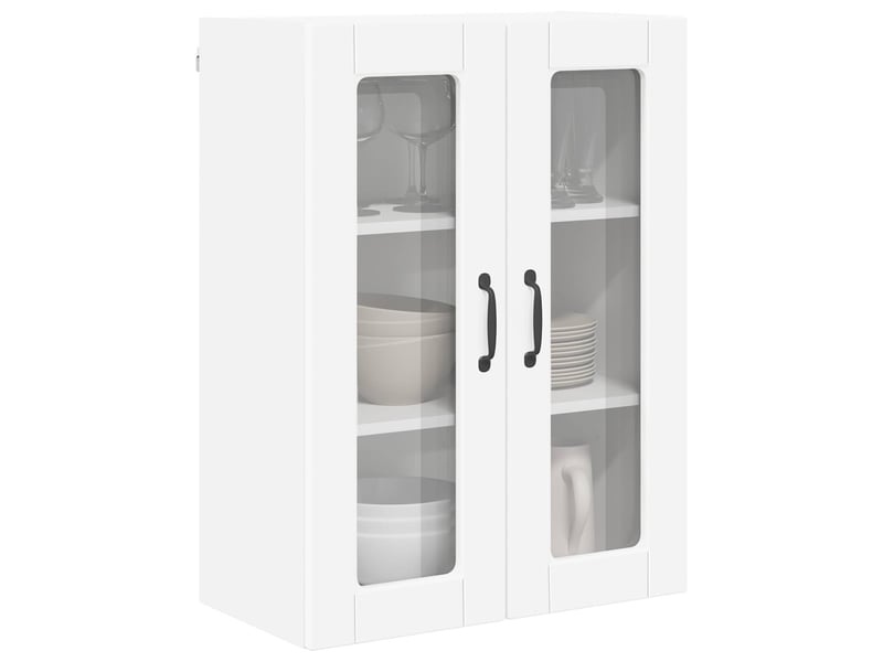  Meuble mural de cuisine, cabinet en verre mural blanc 60x31x80cm shl875  - Conforama C