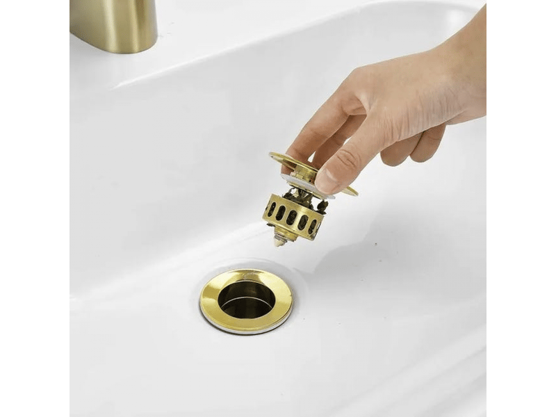 Or bonde de lavabo pop up sans trop plein,bouchon de vidange avec panier à crépine,bonde de vidage pour lavabo de salle de bain laiton - Conforama E