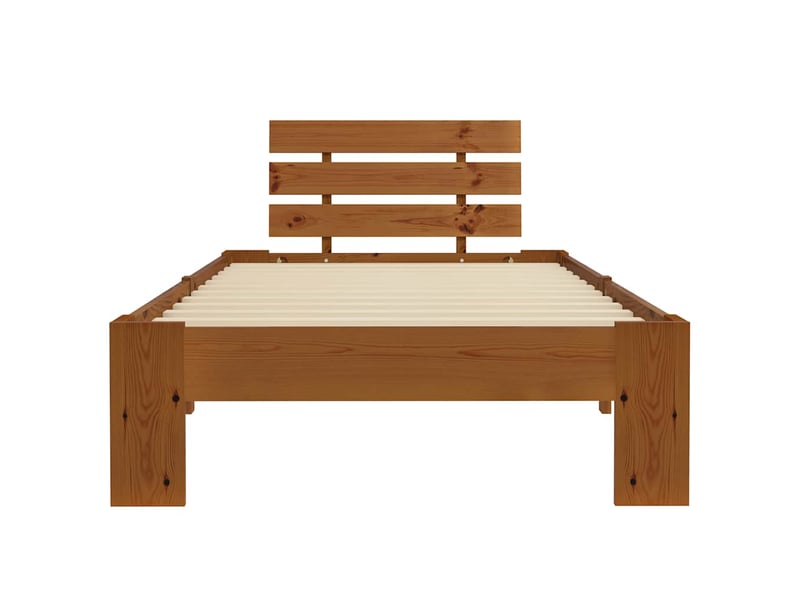  Lit simple- lit adulte -  cadre de lit sans matelas marron miel 100x200cm bois pin massif  - Conforama B