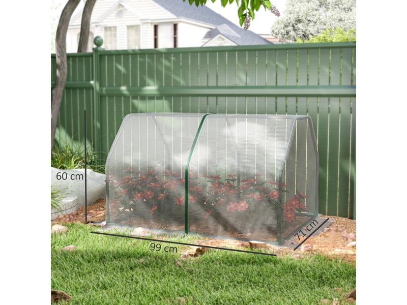 Mini serre de jardin et de balcon en plastique pe et acier avec fermeture éclair, 99 x 71 x 60 cm - Conforama E