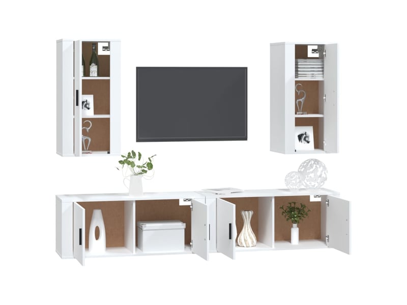  Ensemble de meubles tv 4 pcs blanc bois d'ingénierie shl33843  - Conforama C