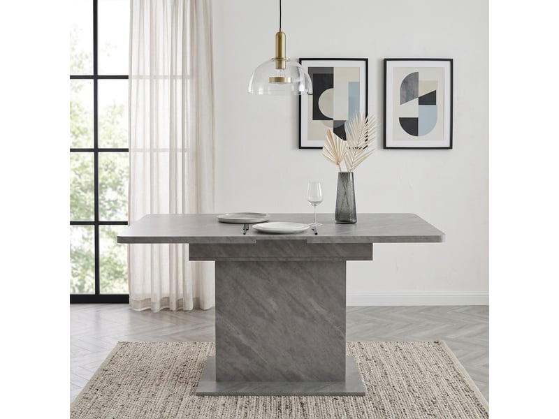  Table à manger extensible, 110130 x 70 x 75 cm, avec espace de rangement, table rectangulaire, gris  - Conforama D
