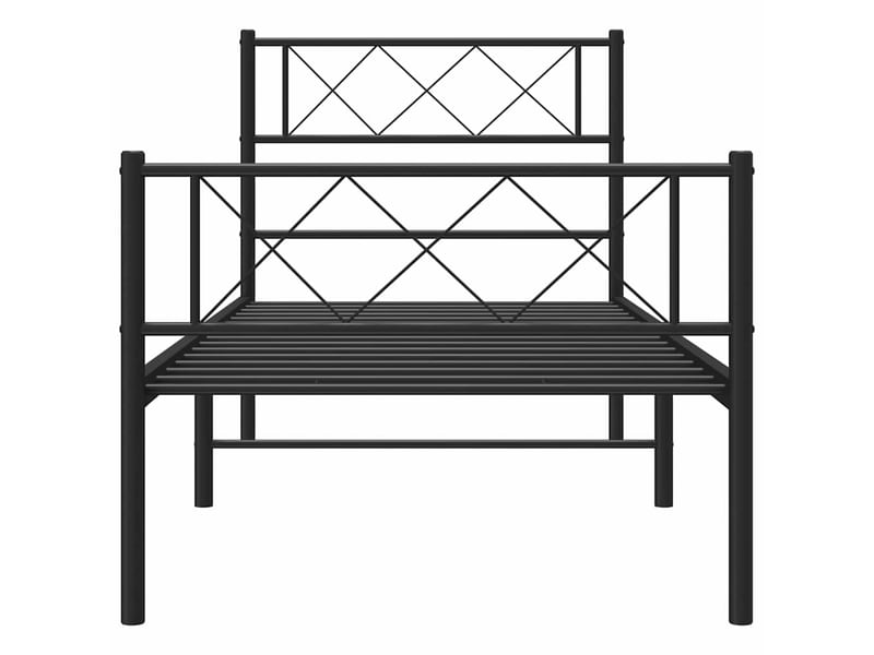  Lit simple- lit adulte -  cadre de lit métal sans matelas et pied de lit noir 100x200 cm  - Conforama D