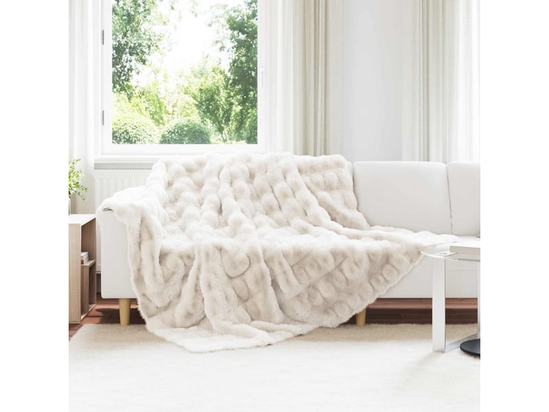 Couverture décorative, couverture antidérapante en fausse de lapin olite blanc shl81817 - Conforama B