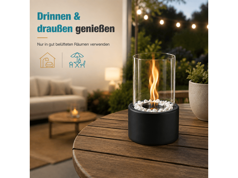 Zmh cheminée éthanol de table en métal 12.3x21cm noir pour intérieur et extérieur - Conforama C