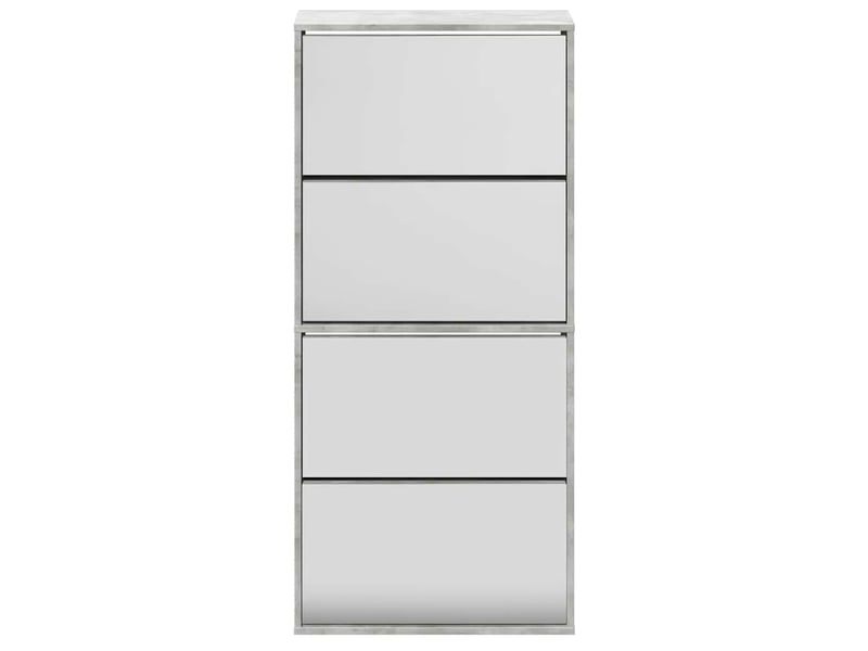  Meuble à chaussure, armoire à chaussures et miroir 4 niveaux gris béton 63x17x134cm  - Conforama E
