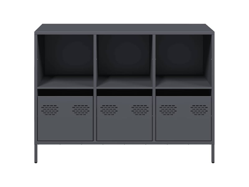  Buffet - bahut - meuble de rangement anthracite 101,5x39x73,5 cm acier laminé à froid  - Conforama E