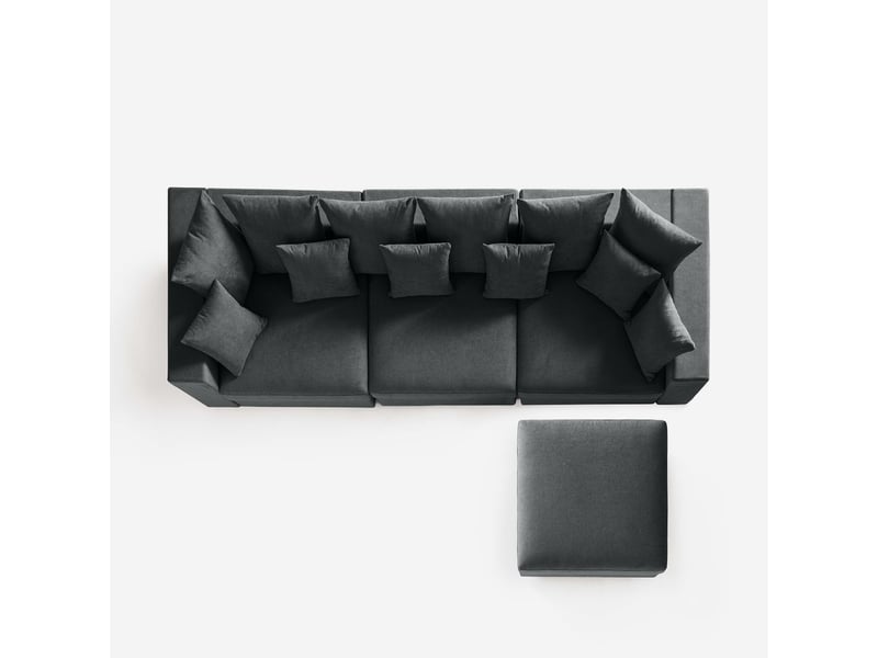  Canapé modulaire déhoussable made in italy avec pouf et coussins cortina a - gris  - Conforama E
