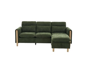 Canapé d'angle 3 places, avec pouf de rangement, 201x77x86cm, vert