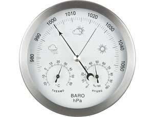 Station météo analogique 3 en 1 en inox ø14 cm - baromètre, thermomètre, hygromètre