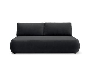 Canapé droit convertible   4 places Tissu noir avec coffre de rangement