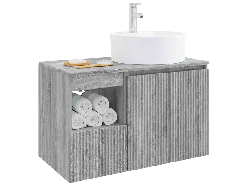  Ensemble de mobilier de salle de bain 2 pc sonoma gris cf64197  - Conforama C
