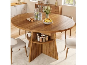 Table à manger extensible 110-150x110x76 cm avec rangement intégré coloris brun foncé