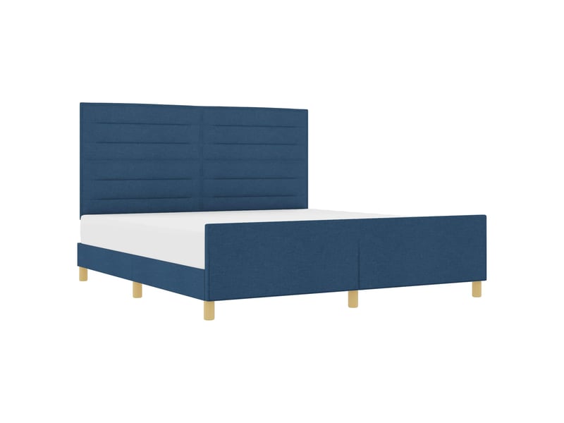  Lit double | lit adulte | cadre de lit avec tête de lit bleu 180x200 cm tissu  - Conforama A